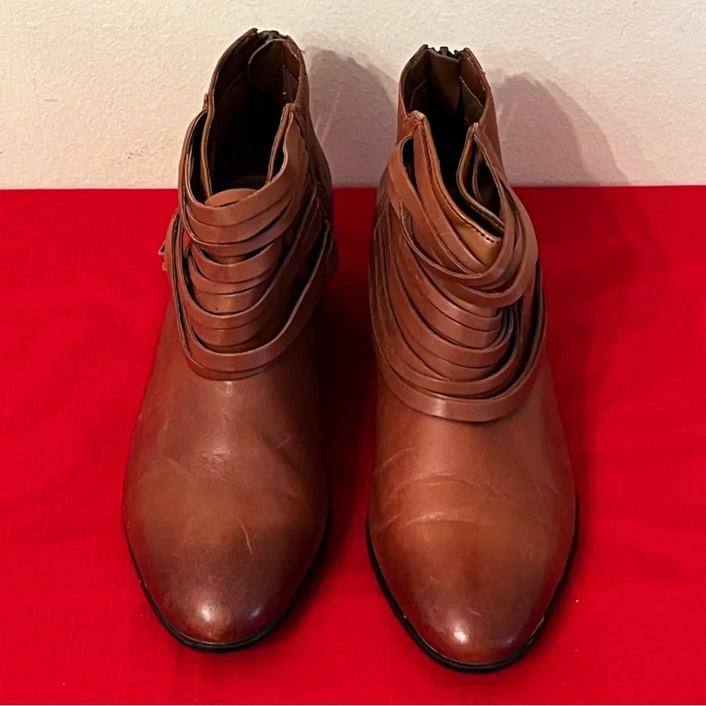 Clarks Spye Celeste Casual Brown Leather Zip Western Ankle Boots